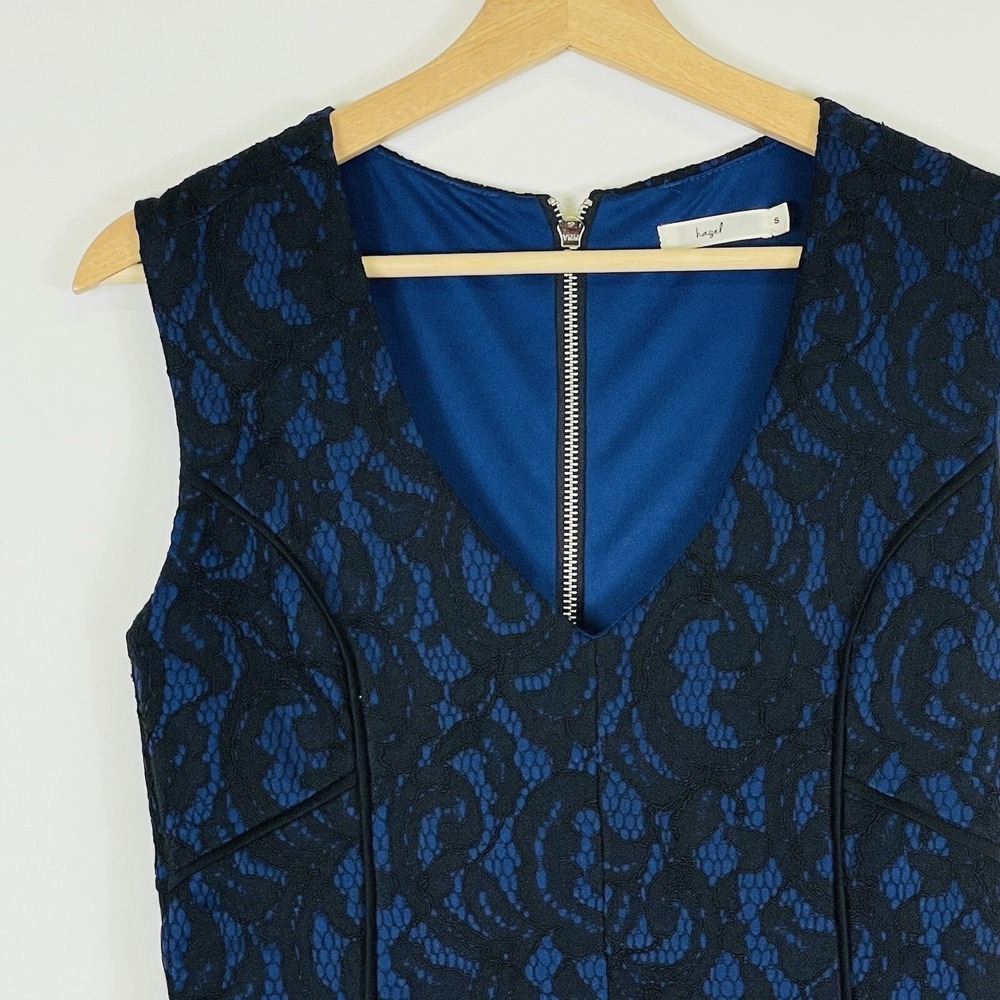 Hazel Lace Fit Flare Dress Womens Small Blue Black Gothic Chic Dark Romance Edgy - Picture 2 of 9